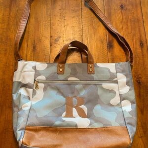 Camouflage Thirty-one Step Up tote with personalization EUC